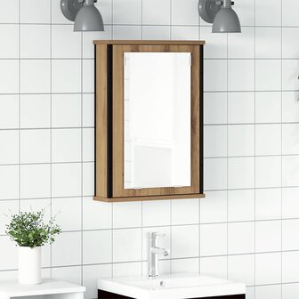 Badkamerspiegelkast 42x12x60 cm bewerkt hout artisanaal 1