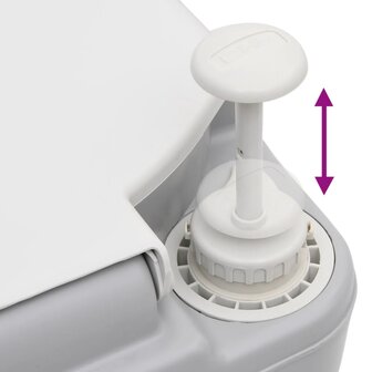 Campingtoilet draagbaar 22+12 L HDPE grijs en wit 7