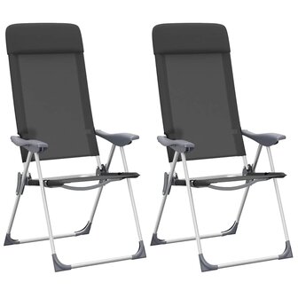 Campingstoelen inklapbaar aluminium zwart 2 st 2