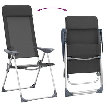 Campingstoelen inklapbaar aluminium zwart 2 st 8