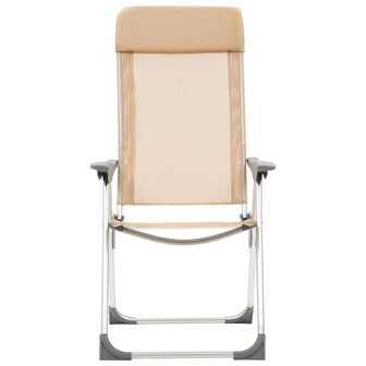 Campingstoelen 4 st inklapbaar aluminium cr&amp;egrave;mewit 4