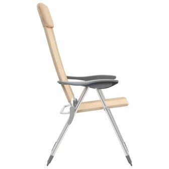 Campingstoelen 4 st inklapbaar aluminium cr&amp;egrave;mewit 5
