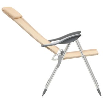 Campingstoelen 4 st inklapbaar aluminium cr&amp;egrave;mewit 6