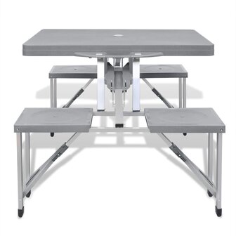 Campingset inklapbaar lichtgewicht 120x60 cm aluminium grijs 2