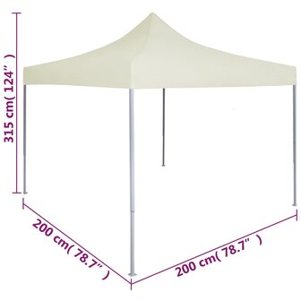 Partytent professioneel inklapbaar 2x2 m staal cr&amp;egrave;me 9