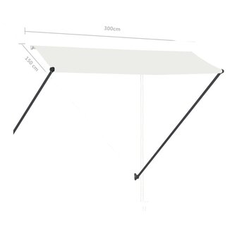 Luifel uittrekbaar met LED 300x150 cm cr&amp;egrave;me 9