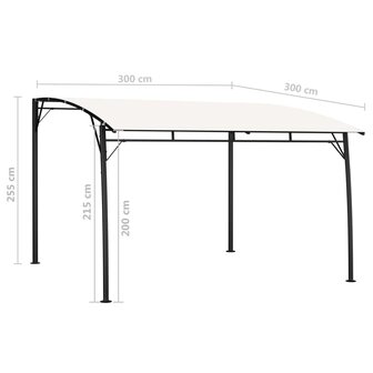 Zonneluifel 3x3x2,55 m cr&amp;egrave;mekleurig 6
