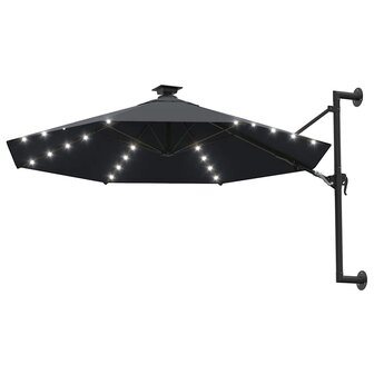 Wandparasol met LED&amp;apos;s 300 cm antracietkleurig 2