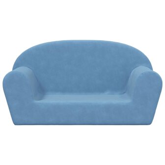 Kinderbank 2-zits zacht pluche blauw 3
