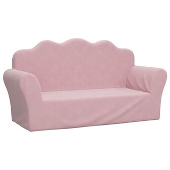 Kinderbank 2-zits roze zacht pluche 2