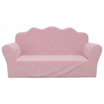 Kinderbank 2-zits roze zacht pluche 3