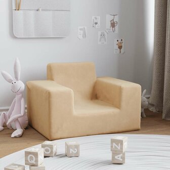 Kinderbank zacht pluche cr&amp;egrave;mekleurig 2