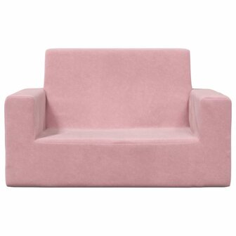 Kinderbank 2-zits zacht pluche roze 3