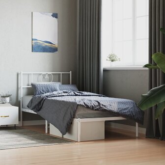 Bedframe met hoofdbord zonder matras metaal wit 75x190 cm 1