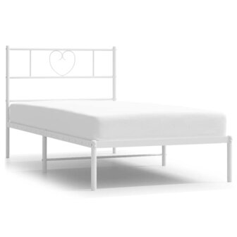 Bedframe met hoofdbord metaal wit 107x203 cm 2