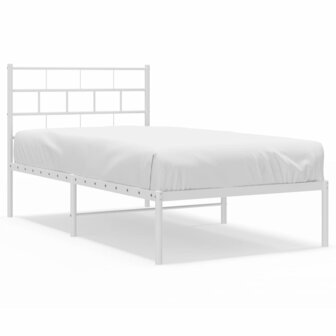 Bedframe met hoofdbord metaal wit 80x200 cm 2