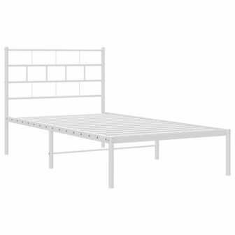 Bedframe met hoofdbord metaal wit 80x200 cm 4