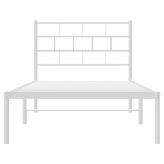 Bedframe met hoofdbord metaal wit 80x200 cm 5