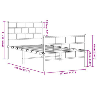 Bedframe met hoofd- en voeteneinde metaal wit 107x203 cm 9