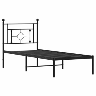 Bedframe met hoofdbord metaal zwart 75x190 cm 4