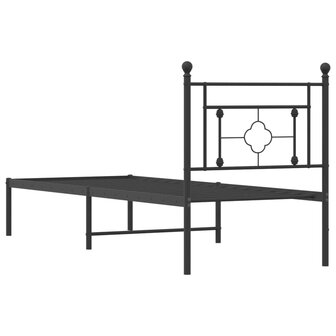 Bedframe met hoofdbord metaal zwart 75x190 cm 7