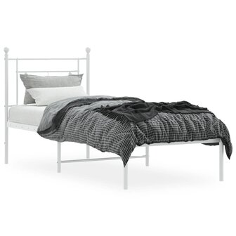 Bedframe met hoofdbord metaal wit 80x200 cm 3