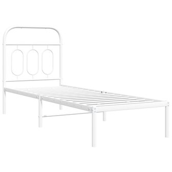Bedframe met hoofdbord zonder matras metaal wit 75x190 cm 3