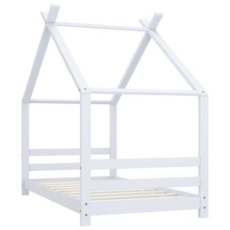 Kinderbedframe massief grenenhout wit 80x160 cm 2
