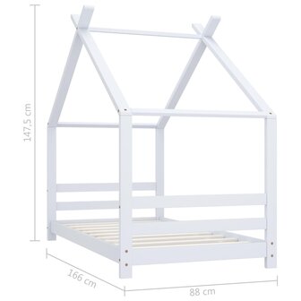 Kinderbedframe massief grenenhout wit 80x160 cm 7