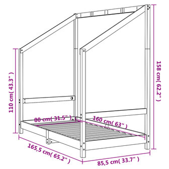 Kinderbedframe 80x160 cm massief grenenhout wit 9