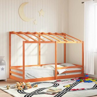 Kinderbed met bedhuis 80x200 cm massief grenenhout wasbruin 1