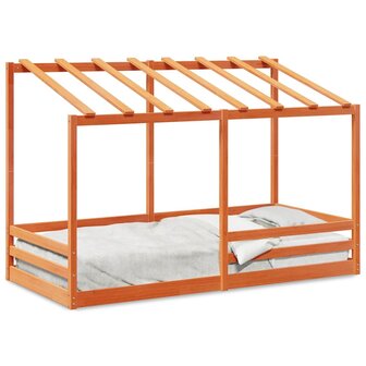 Kinderbed met bedhuis 80x200 cm massief grenenhout wasbruin 2