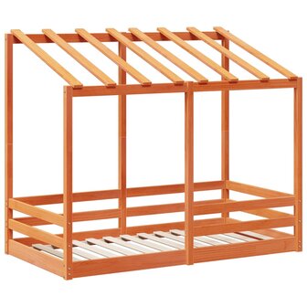 Kinderbed met bedhuis 80x160 cm massief grenenhout wasbruin 3