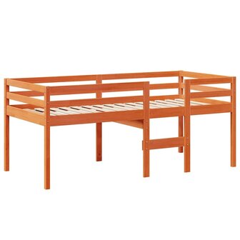 Hoogslaper met dak massief grenenhout wasbruin 75x190 cm 7