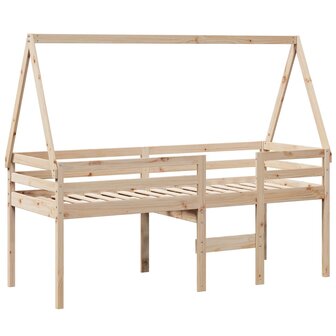 Hoogslaper met dak massief grenenhout wasbruin 75x190 cm 3