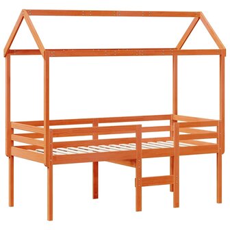 Hoogslaper met dak massief grenenhout wasbruin 75x190 cm 3