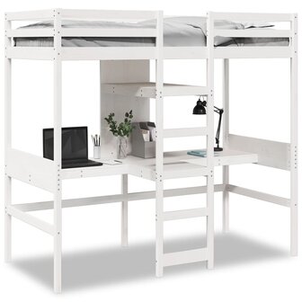 Hoogslaper zonder matras massief grenenhout wit 80x200 cm 2