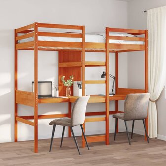 Hoogslaper zonder matras massief grenenhout wasbruin 75x190 cm 1