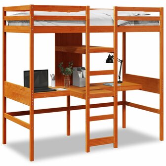 Hoogslaper zonder matras massief grenenhout wasbruin 75x190 cm 2
