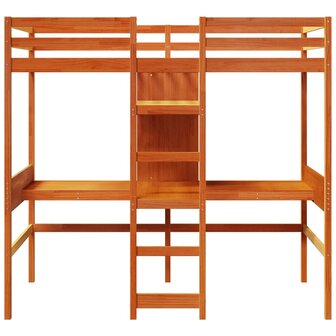 Hoogslaper zonder matras massief grenenhout wasbruin 75x190 cm 5