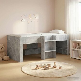 Kinder Hoogslaper Betongrijs 90 x 200 cm Bewerkt hout 1