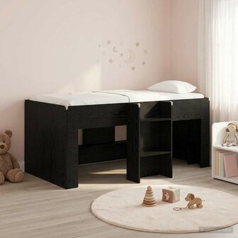 Kinder Hoogslaper Zwart eiken 80 x 160 cm Bewerkt hout 1