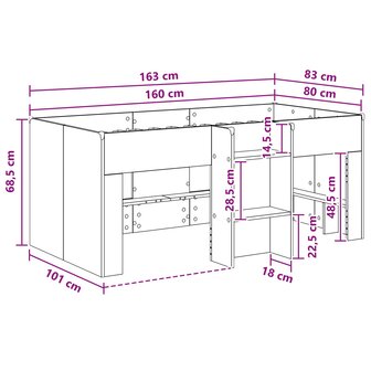 Kinder Hoogslaper Oud hout 80 x 160 cm Bewerkt hout 9