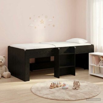 Kinder Hoogslaper Zwart eiken 90 x 190 cm Bewerkt hout 3
