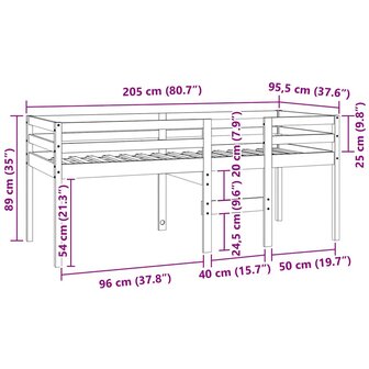 Hoogslaper massief grenenhout wit 90x200 cm 8