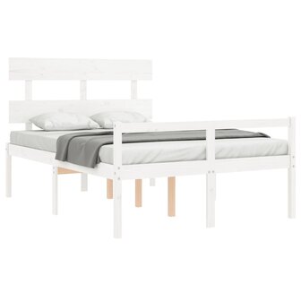 Seniorenbed met hoofdbord massief hout wit 4