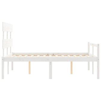 Seniorenbed met hoofdbord massief hout wit 7