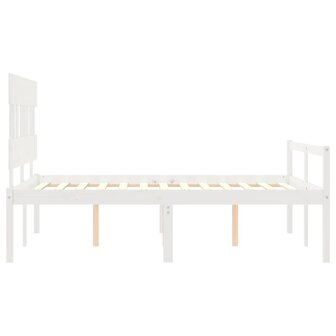 Seniorenbed met hoofdbord massief hout wit 140x190 cm 7