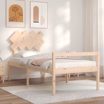 Seniorenbed met hoofdbord massief hout 1