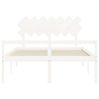 Seniorenbed met hoofdbord massief hout wit 140x190 cm 6